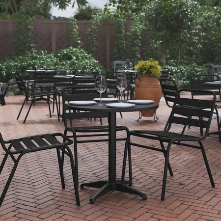 FLASH FURNITURE Mellie 27.5'' Black Round Metal Indoor-Outdoor Table with Base TLH-052-2-BK-GG